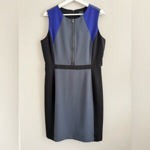 Tahari ASL Pewter and Black Colorblock Sheath Dress 10